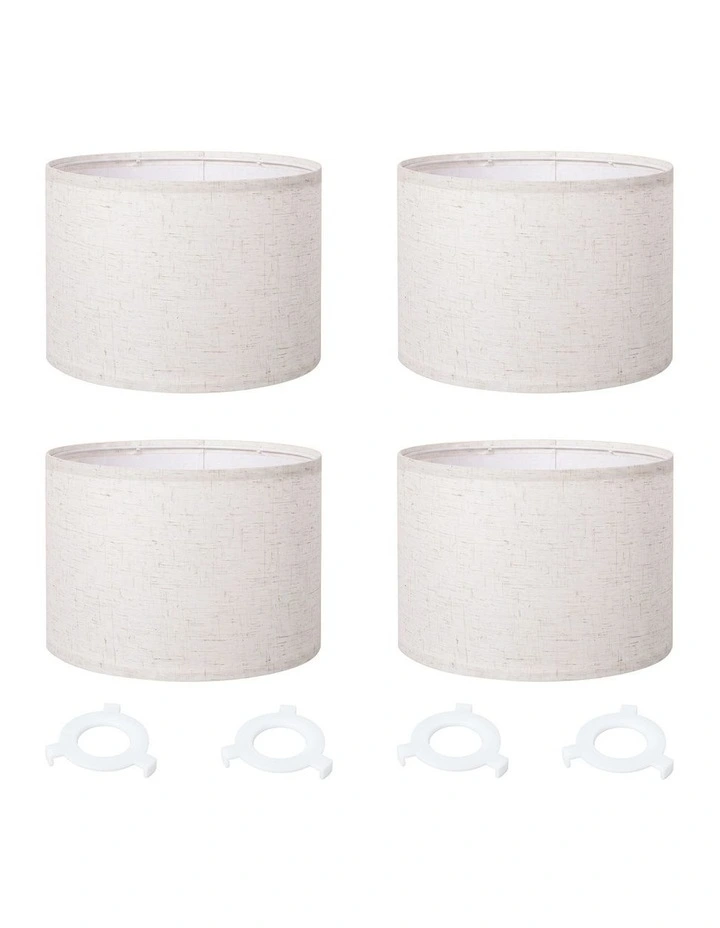Emitto Lamp Shade 4pc Linen Drum E26 E27 with E14 Ring for Home Decor Beige image 1