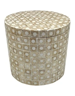 Elodie Pearl Large Circular Box 20x20x18cm Natural