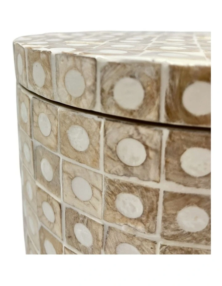 Elodie Pearl Large Circular Box 20x20x18cm Natural image 2