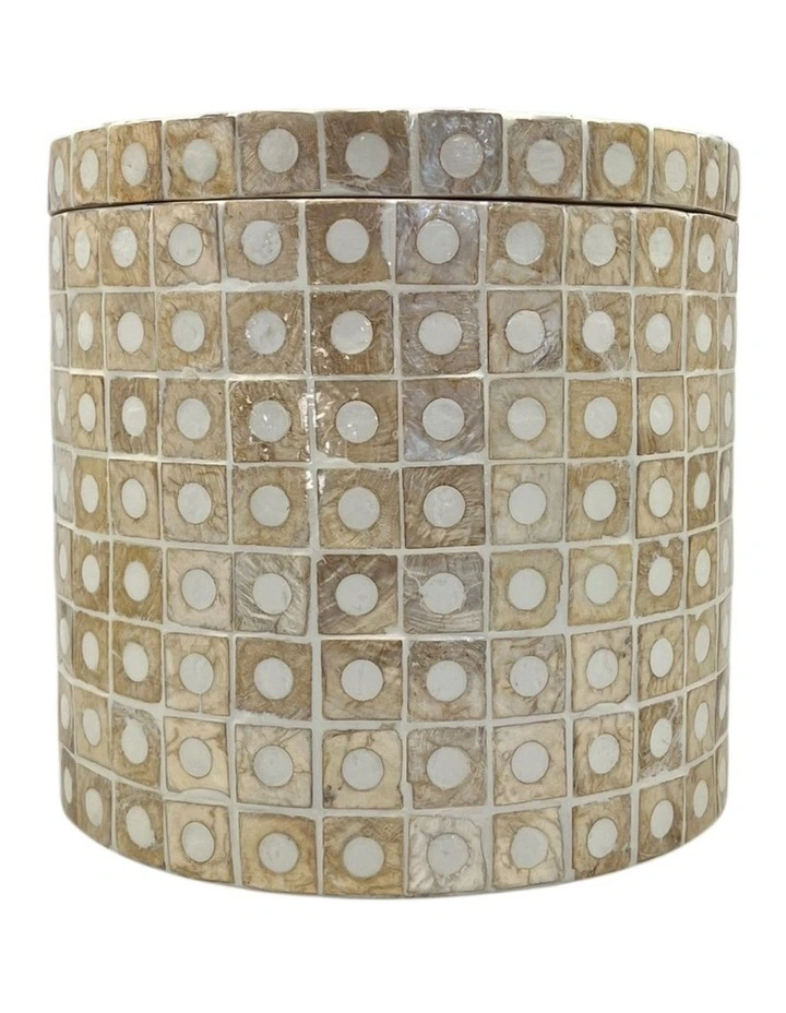 Elodie Pearl Large Circular Box 20x20x18cm Natural image 5