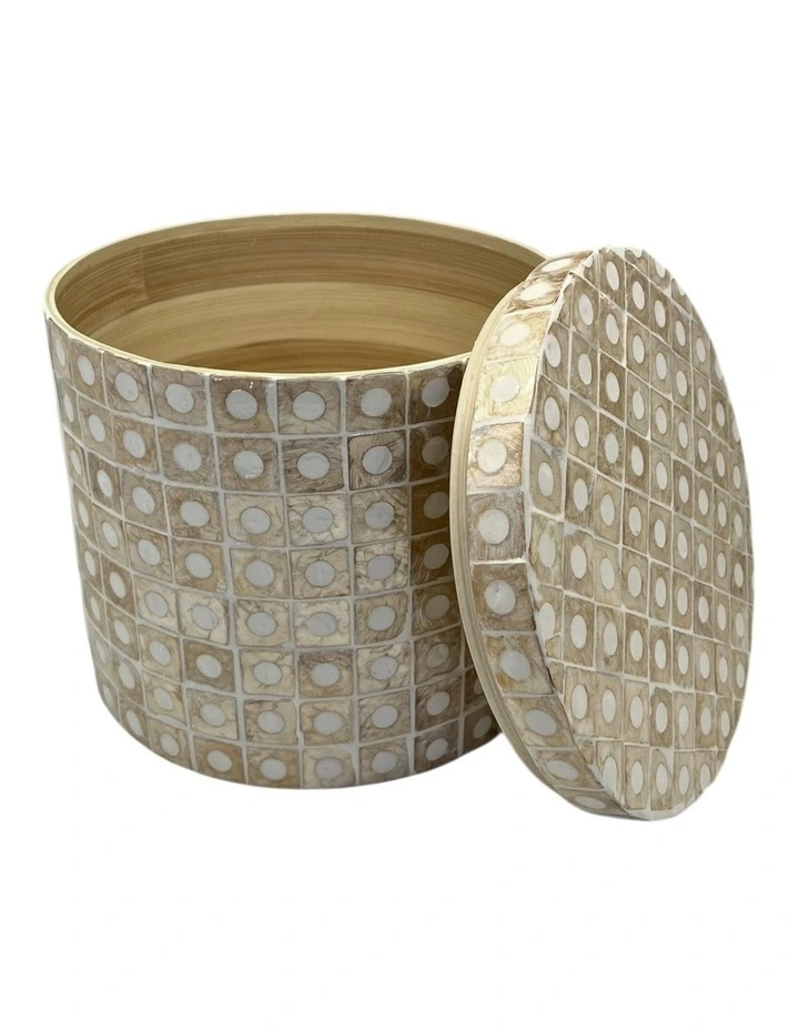 Elodie Pearl Large Circular Box 20x20x18cm Natural image 6