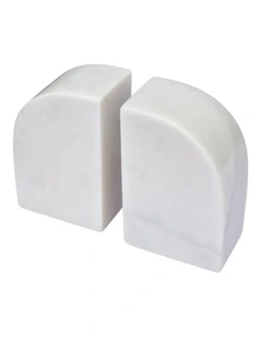 Percy Set of 2 Book Ends Curved 14.5x9.5x6cm Marble