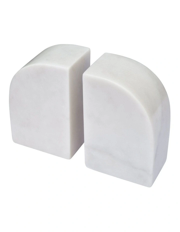 Percy Set of 2 Book Ends Curved 14.5x9.5x6cm Marble image 1