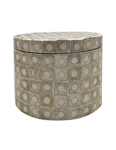 Elodie Pearl Small Circular Box 14x14x12cm Natural