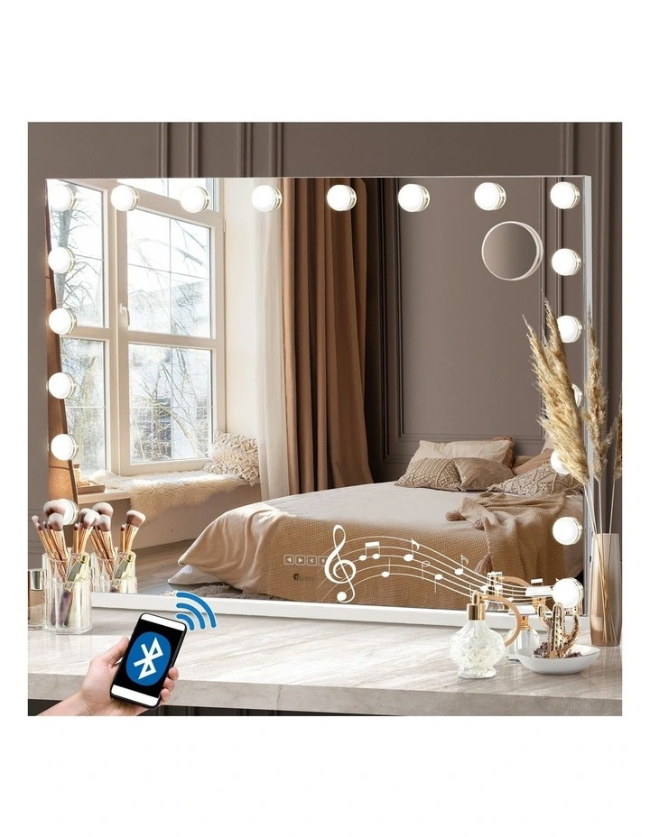Oikiture 100x72cm Bluetooth Hollywood Makeup Mirror 20 Bulbs 2 USD Port image 4