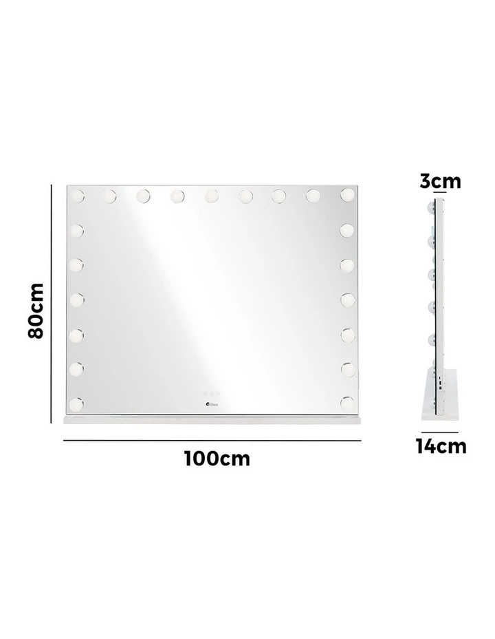 Oikiture 100x80cm Hollywood Makeup Mirror 21 LED Bulbs Vanity Wall Mirrors image 3