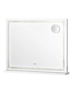 Oikiture 90x60cm Crystal LED Hollywood Makeup Mirror with Bluetooth 2 USD Port
