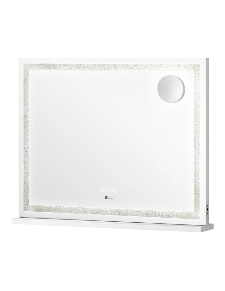 Oikiture 90x60cm Crystal LED Hollywood Makeup Mirror with Bluetooth 2 USD Port image 1