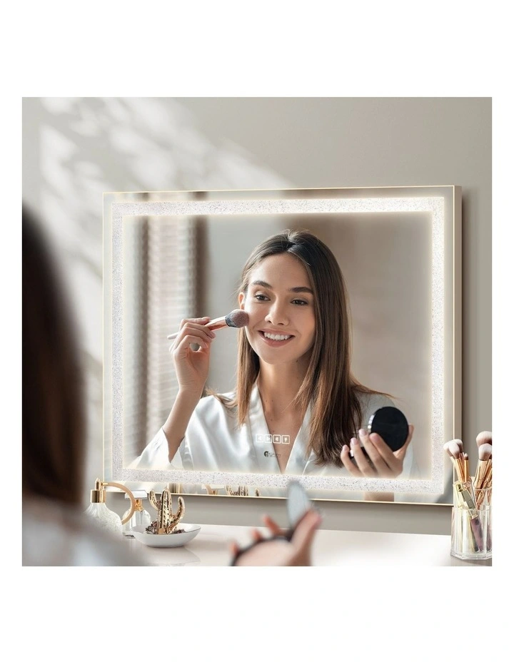 Oikiture 90x60cm Crystal LED Hollywood Makeup Mirror with Bluetooth 2 USD Port image 5