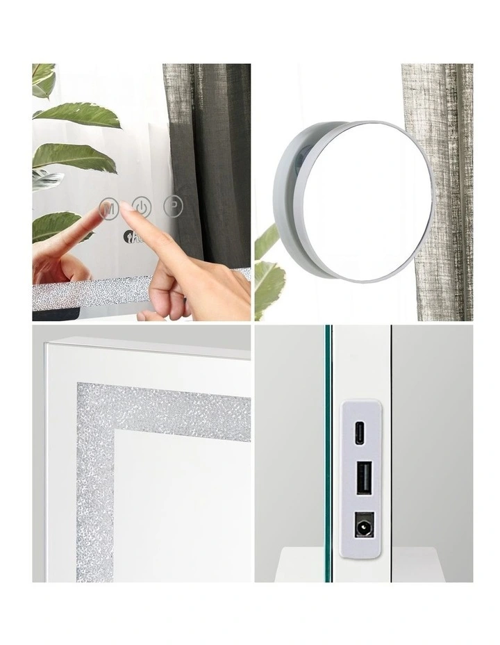 Oikiture 80x62cm LED Makeup Mirror Hollywood Vanity Touch Control image 7