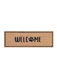 PVC Backed Coir Mat 40x120cm Paw Welcome