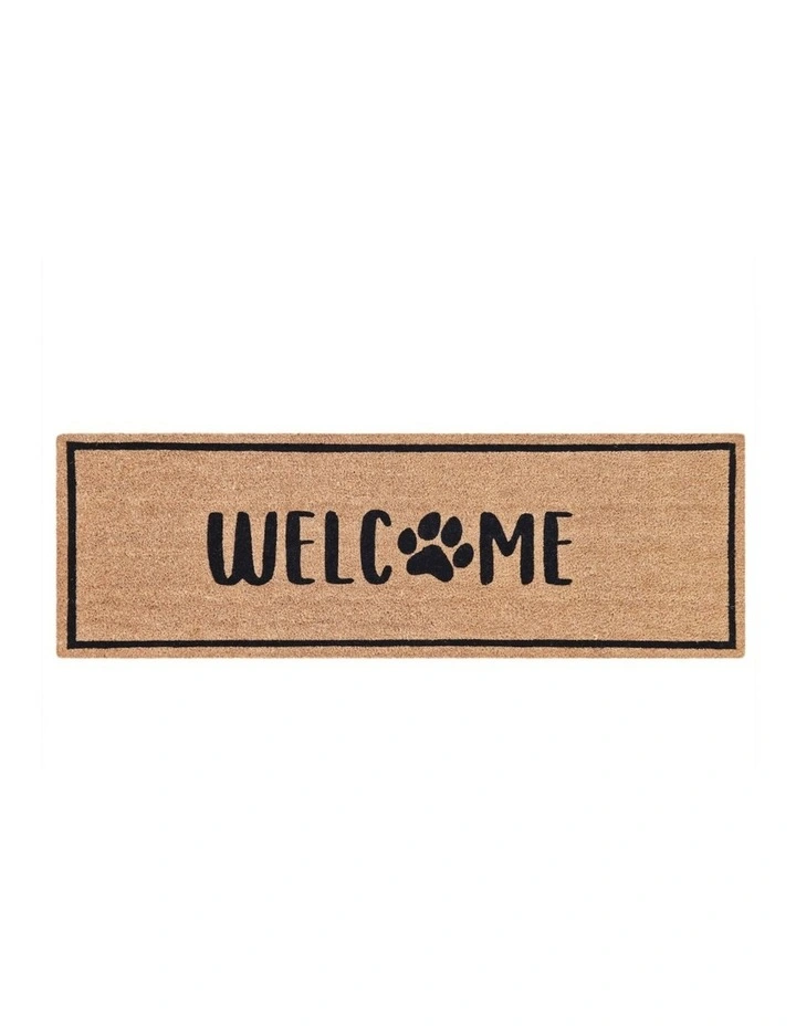 PVC Backed Coir Mat 40x120cm Paw Welcome image 1