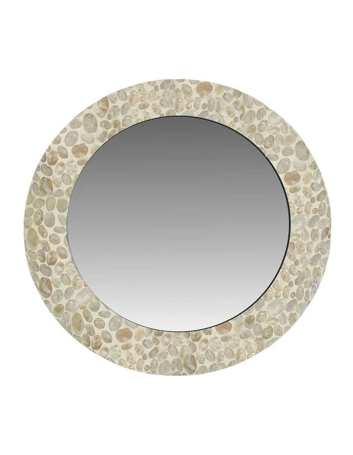 Elodie Pearl Round Mirror 75x75x1.5cm Natural image 1