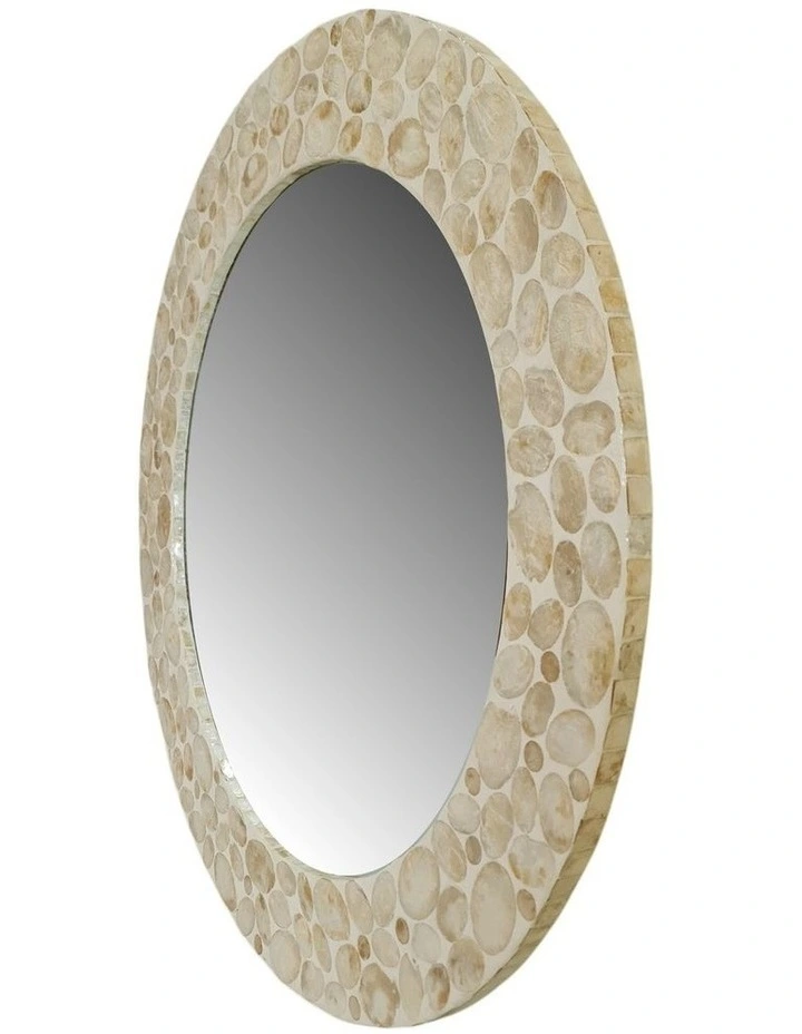 Elodie Pearl Round Mirror 75x75x1.5cm Natural image 2