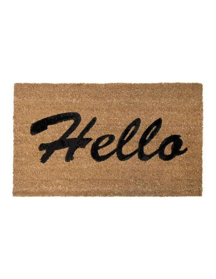 PVC Backed Coir Printed Mat 45x75cm Hello image 1
