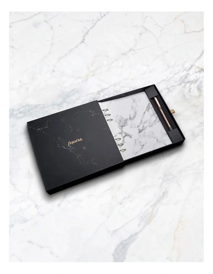 A5 Clipbook G/Set Marble & Rose Gold Pen image 2