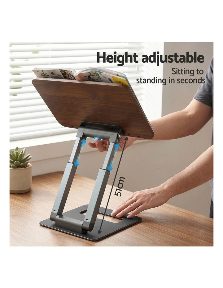 Artiss Book Stand Telescopic Book Holder with Page Clip Ergonomic Desktop Stands OAK image 4
