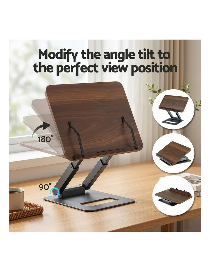 Artiss Book Stand Telescopic Book Holder with Page Clip Ergonomic Desktop Stands OAK image 5