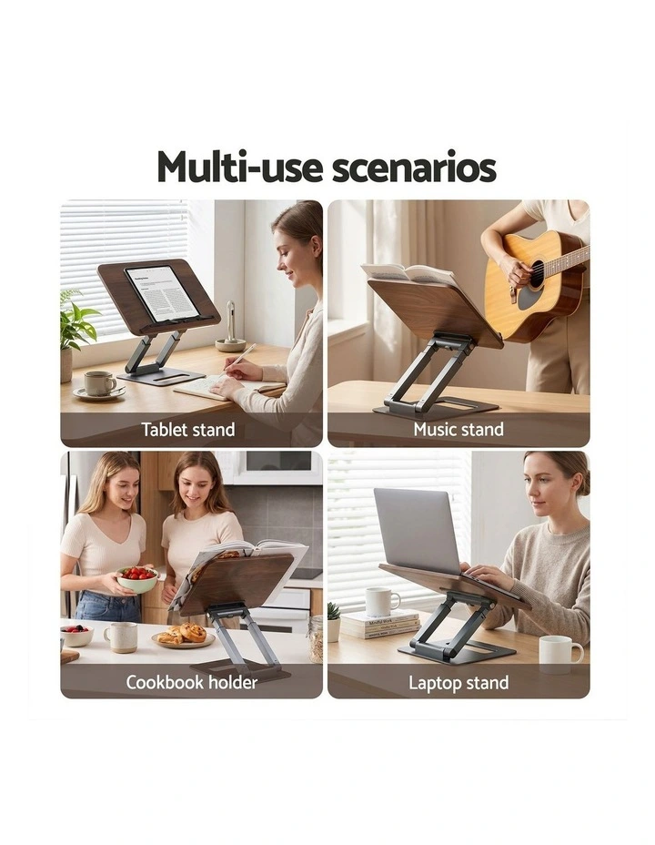 Artiss Book Stand Telescopic Book Holder with Page Clip Ergonomic Desktop Stands OAK image 6