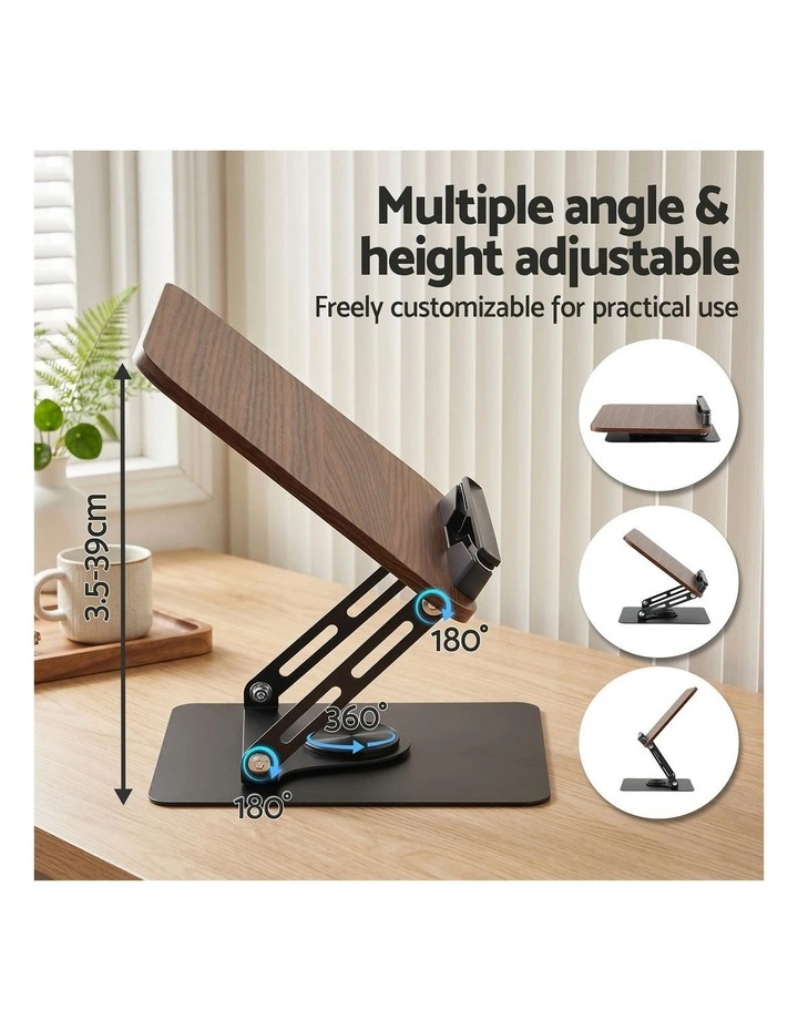 Artiss Adjustable Book Stand Foldable Book Holder with 360 Degree Rotating Base & Page Clip image 4
