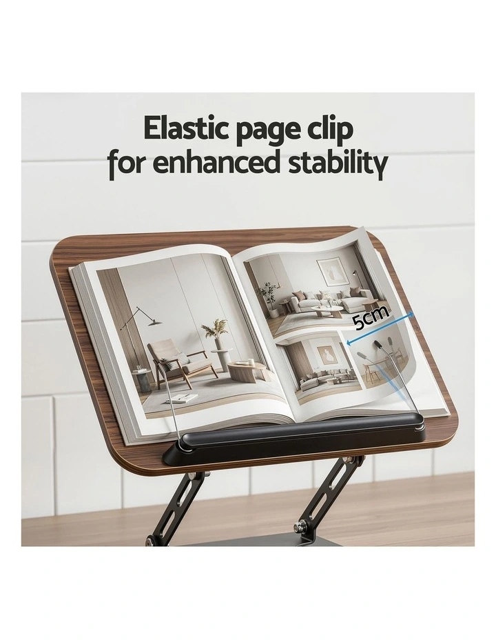 Artiss Adjustable Book Stand Foldable Book Holder with 360 Degree Rotating Base & Page Clip image 5