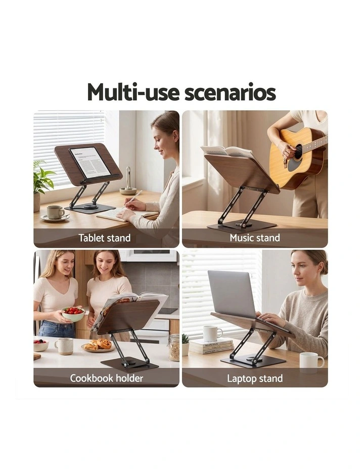 Artiss Adjustable Book Stand Foldable Book Holder with 360 Degree Rotating Base & Page Clip image 6
