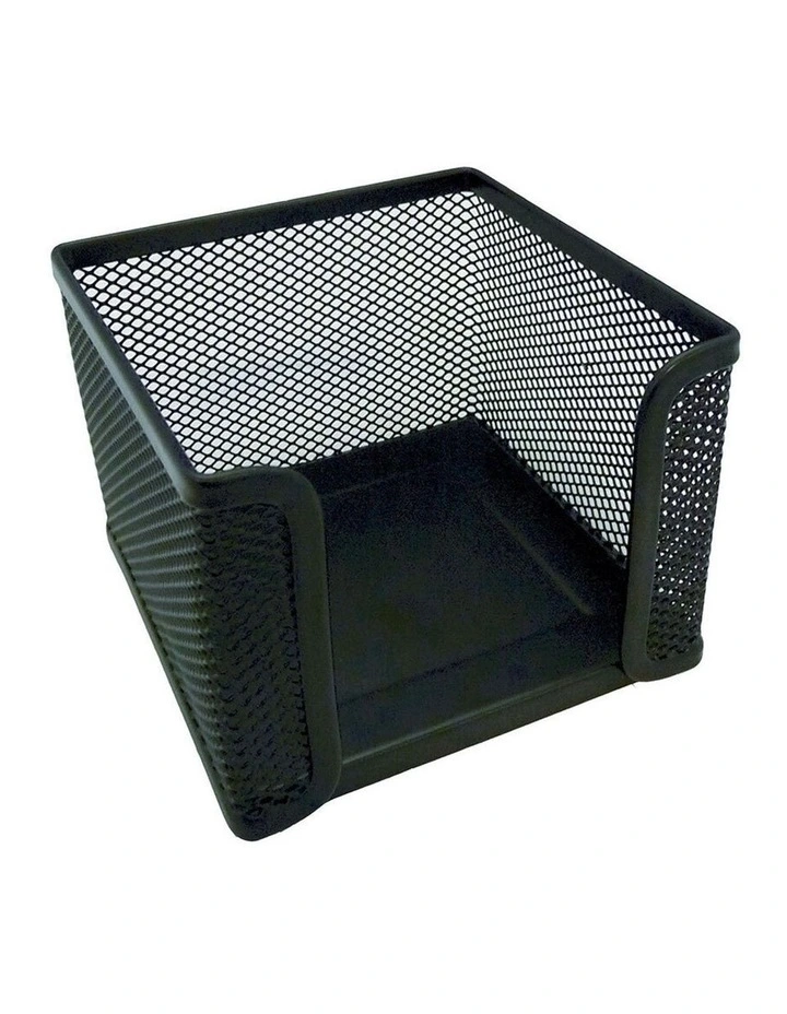 Home/Work Metal Mesh Memo/Notes Cube Holder Stationery Desk Organiser BK image 1