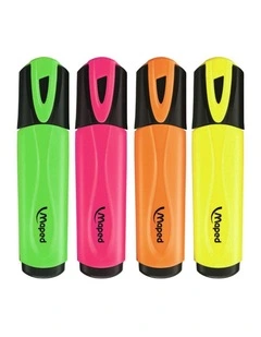 4pc Fluo Neon Highlighter 1-4mm Chisel Nib Inkjet Safe Marker Assorted