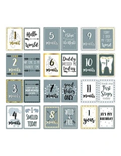 12pc The Peanutshell Boho Reversible Baby Milestone Card 18cm Cardboard Props