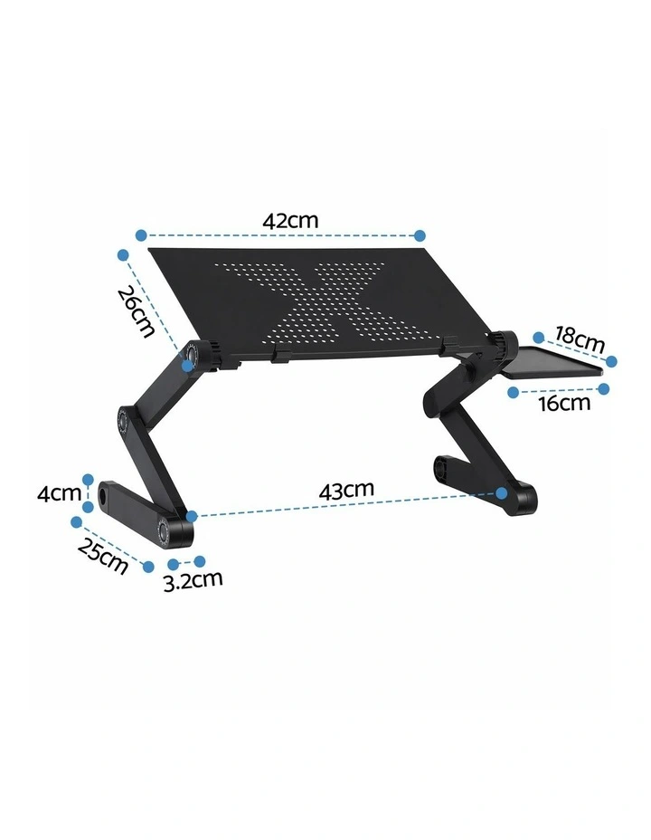 Artiss Laptop Stand Aluminium Computer Riser Foldable Lap Desk Bed Table Black image 2
