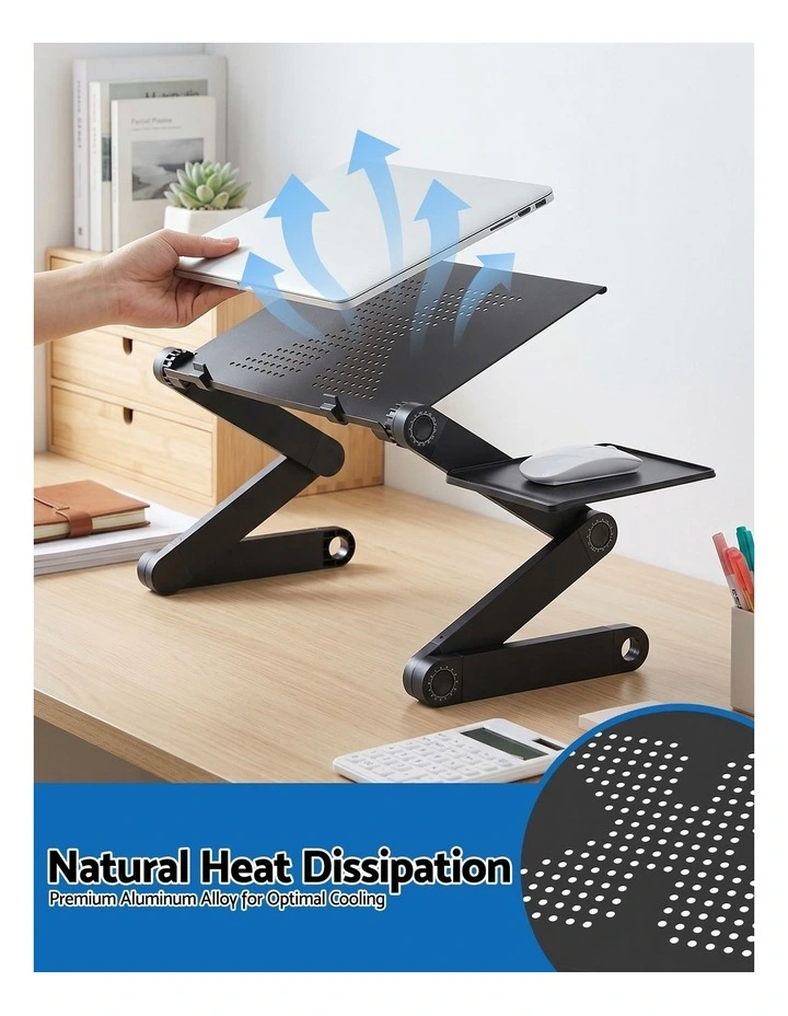 Artiss Laptop Stand Aluminium Computer Riser Foldable Lap Desk Bed Table Black image 4