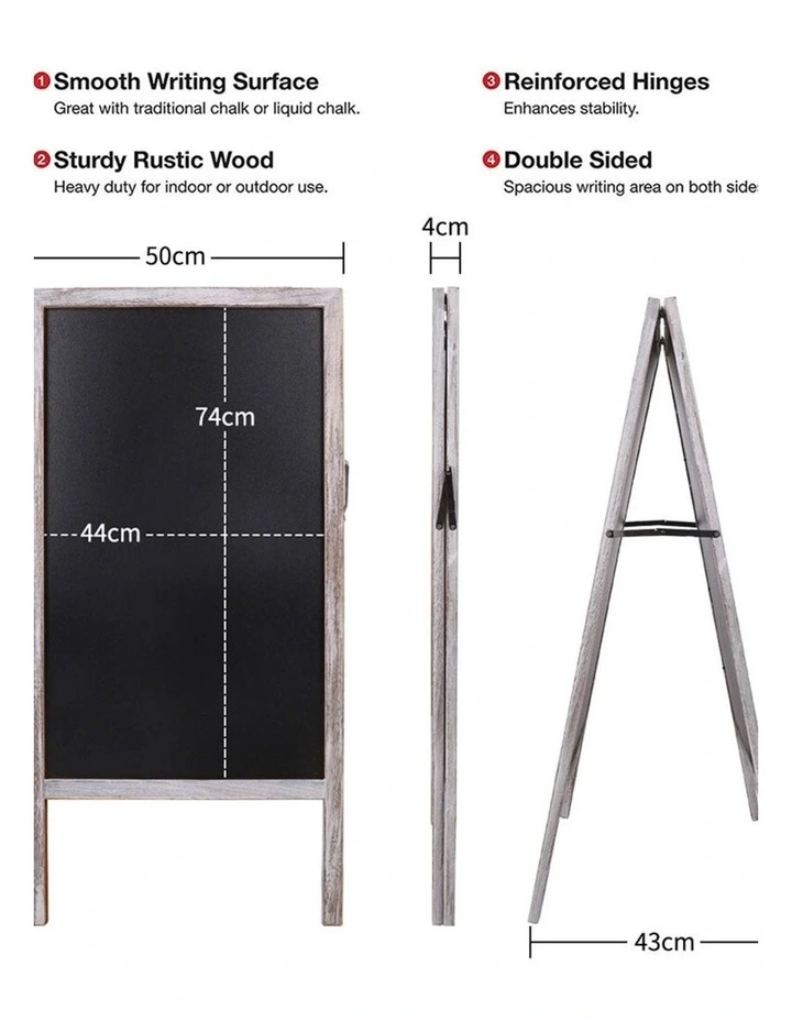 Grey Magnetic Double-Sided A-Frame Chalkboard for Indoor and Outdoor Use image 4