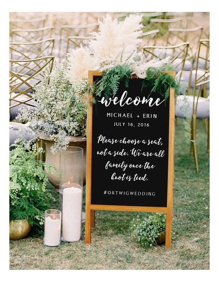 Wooden Double-Sided Chalkboard Sign with Large Magnetic Surface for Indoor & Outdoor image 2