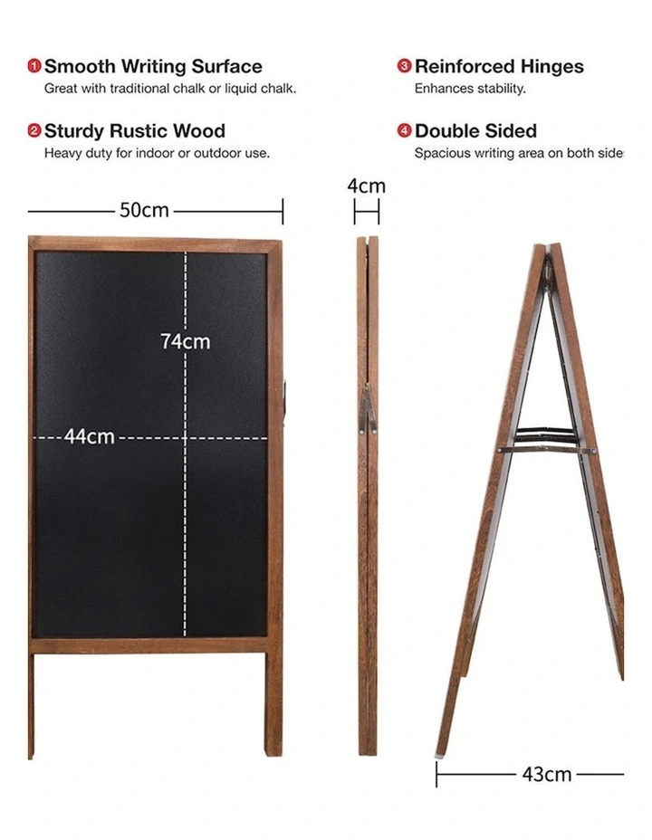 Rustic Wooden Double-Sided Chalkboard Sign for Indoor & Outdoor Use image 5