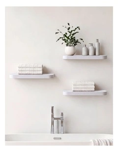 Takara Seiso Curved Corner Floating Wall Shelves Display Rack (Set of 3) in White