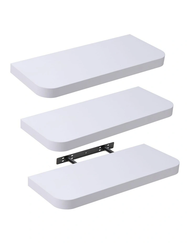 Takara Seiso Curved Corner Floating Wall Shelves Display Rack (Set of 3) in White image 2