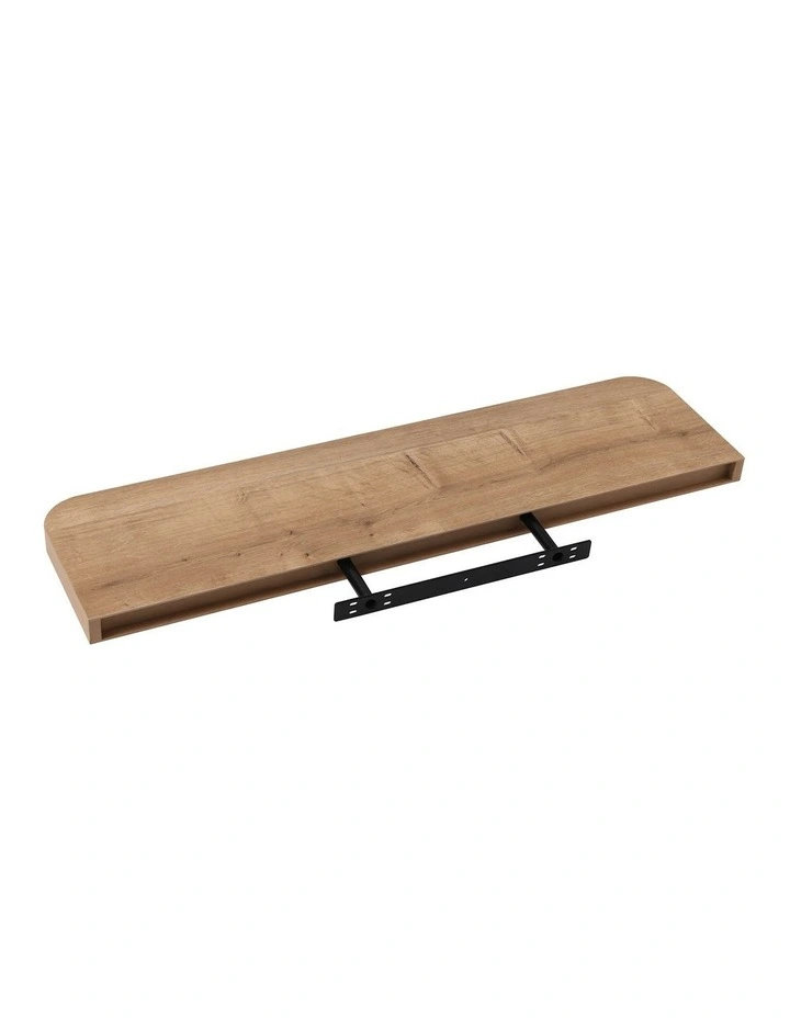 Takara Seiso Curved Corner Floating Wall Shelves Display Rack (Set of 3) in Honey Oak image 4