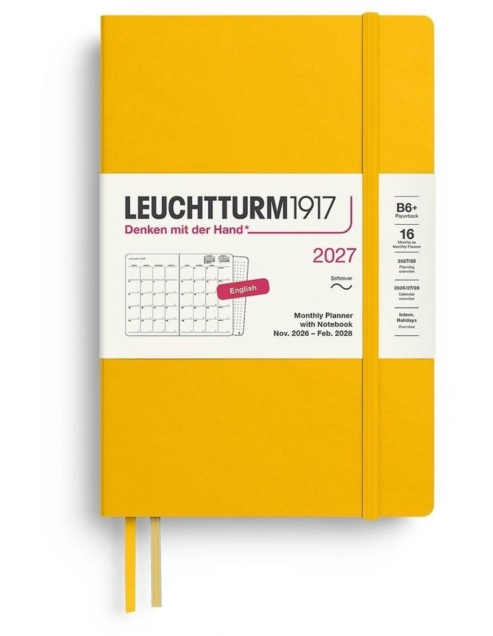 Monthly Planner & Notebook Paperback (B6 ) 2027, 16 Months, Softcover, Sunflower image 1