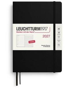 Weekly Planner & Notebook Dotted Medium (A5) 2027, Dotted, Black