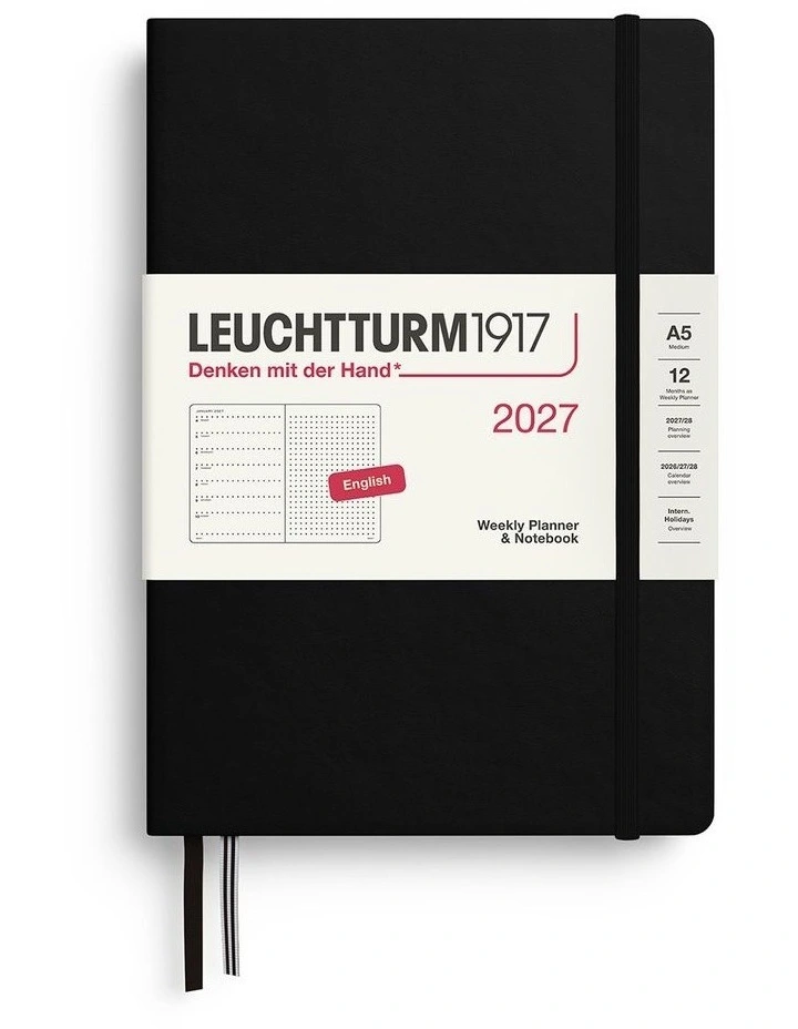 Weekly Planner & Notebook Dotted Medium (A5) 2027, Dotted, Black image 1