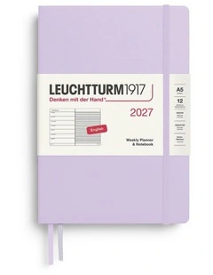 Weekly Planner & Notebook Medium (A5) 2027, Ruled, Lilac
