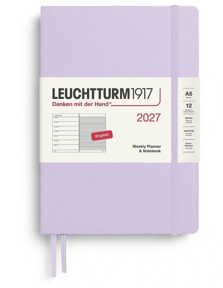 Weekly Planner & Notebook Medium (A5) 2027, Ruled, Lilac image 1