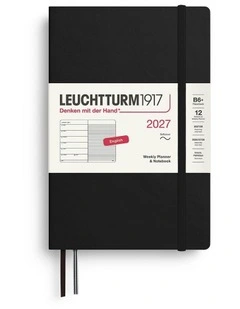 Weekly Planner & Notebook Paperback (B6 ) 2027, Softcover, Ruled, Black