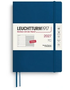 Weekly Planner & Notebook Medium (A5) 2027, Softcover, Ruled,Indigo