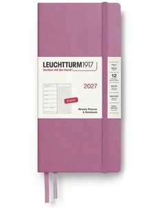Weekly Planner & Notebook Dotted Wallet (B6  x A6) 2027, Dotted, Dusty Rose