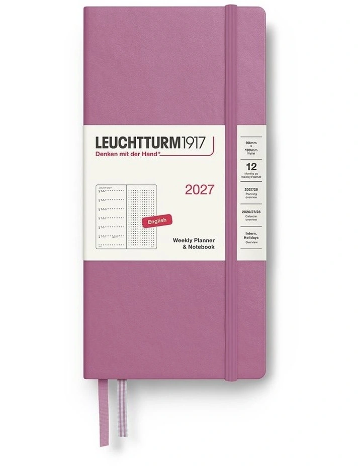 Weekly Planner & Notebook Dotted Wallet (B6 x A6) 2027, Dotted, Dusty Rose image 1
