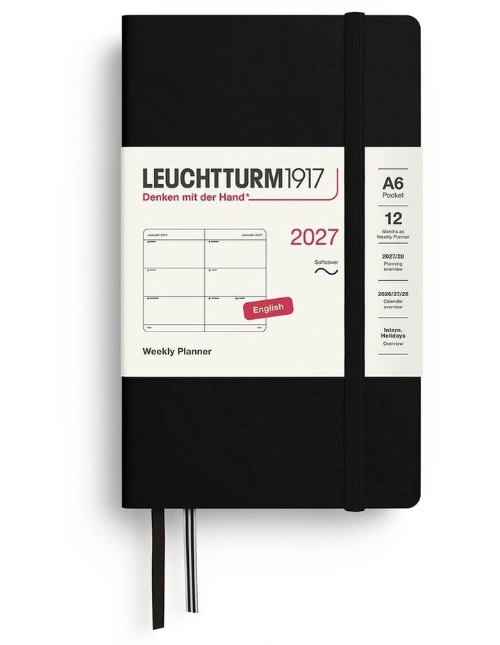 Weekly Planner Pocket (A6) 2027, Softcover, Black image 1