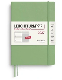 Weekly Planner & Notebook Medium (A5) 2027, Ruled, Sage
