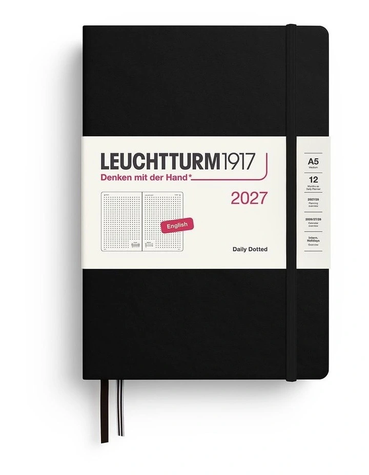 Daily Planner Dotted Medium (A5) 2027, Dotted, Black image 1