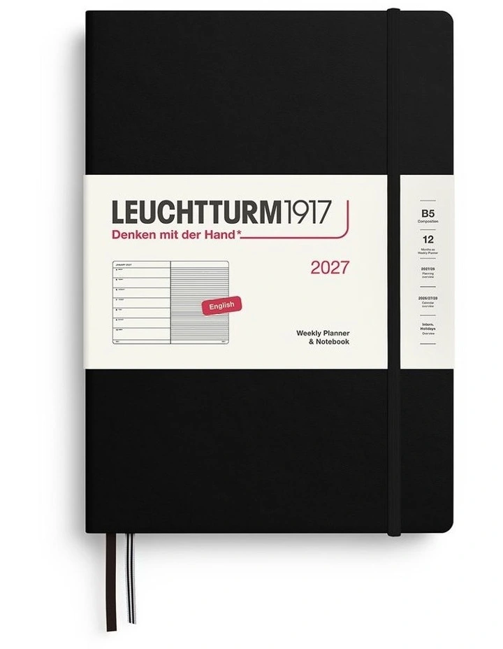 Weekly Planner & Notebook Composition (B5) 2027, Ruled, Black image 1